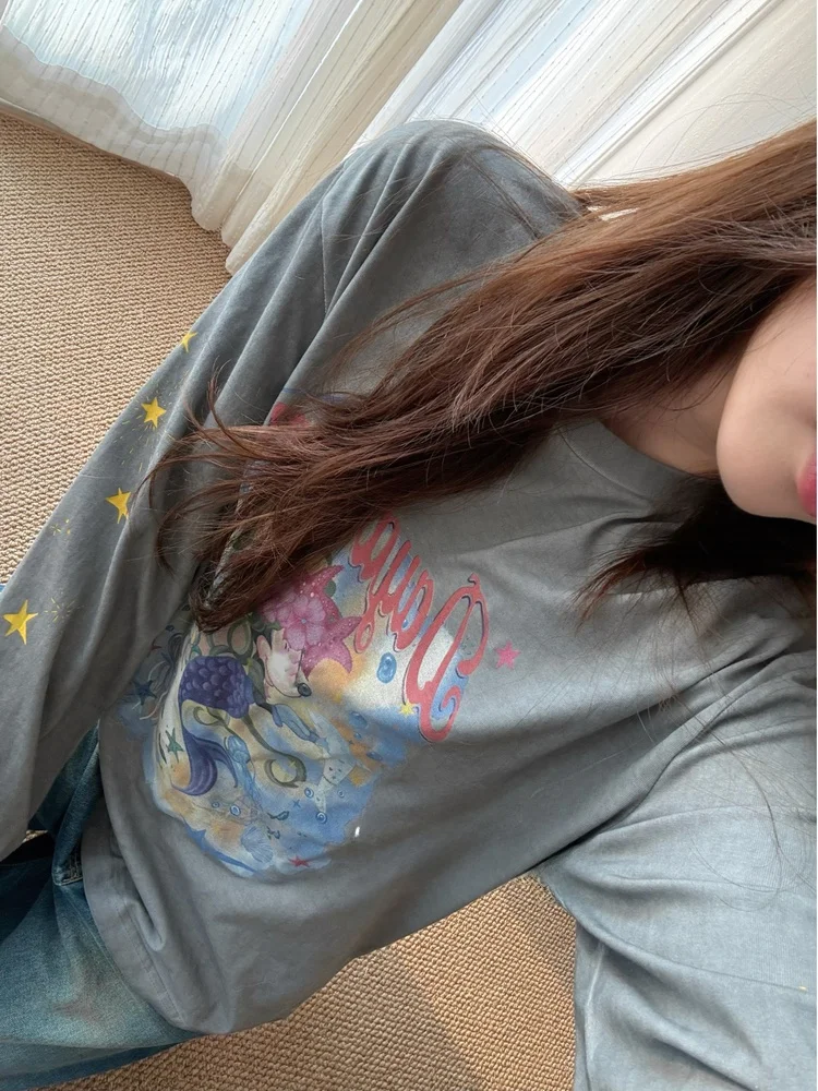 Vintage Worn Long Sve T-irt Women Loose round Ne Overhead Base irt Top adient Letter Print Casual Cotton Tee
Vintage Worn Long Sve T-irt Women Loose round Ne Overhead Base irt Top adient Letter Print Casual Cotton Tee