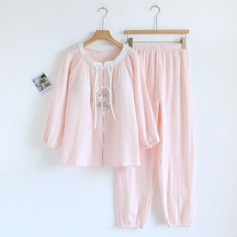 Cotton Pajamas For Sleeping Woman Sleepwear Home Wear 2 Pieces With Chest Pads Nighty Set Women's Summer Suit Pijama 
Cotton Pajamas For Sleeping Woman Sleepwear Home Wear 2 Pieces With Chest Pads Nighty Set Women's Summer Suit Pijama