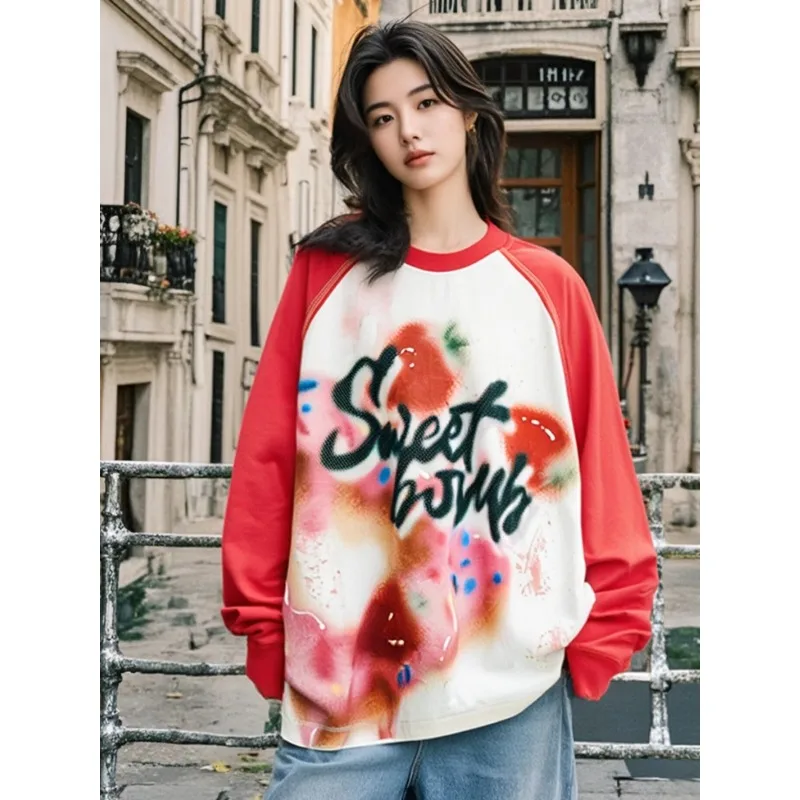 YYAHAHAS Korean Fashion Contrasting Raglan Sleeves Niche Graffiti Print Sweet Long Sleeved T-shirt Top
YYAHAHAS Korean Fashion Contrasting Raglan Sleeves Niche Graffiti Print Sweet Long Sleeved T-shirt Top