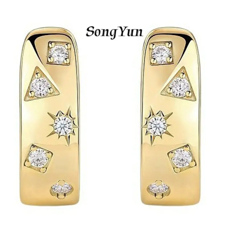 SONGYUN Luxury Jewelry 925 Sterling Silver Stud Earrings Moissanite Diamond Eternity for Wife Real Gold Plated Earring Stud
SONGYUN Luxury Jewelry 925 Sterling Silver Stud Earrings Moissanite Diamond Eternity for Wife Real Gold Plated Earring Stud