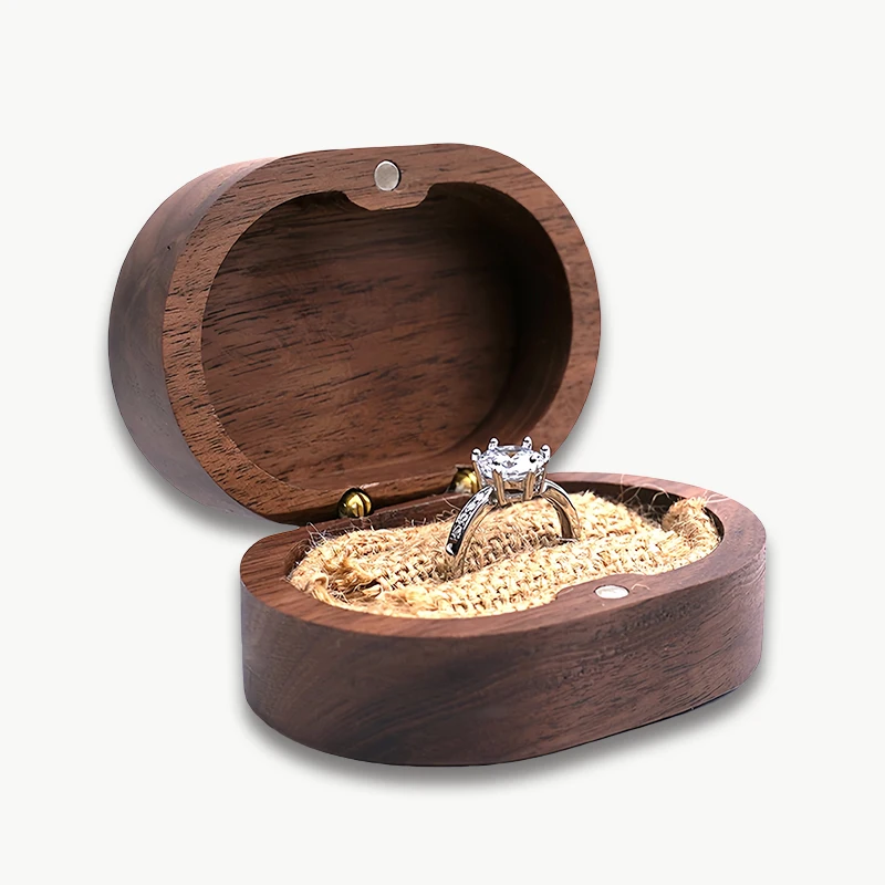 Custom Ring Box Oval Walnut Wood Laser Engrave Name Text Personalized Jewelry Case for Proposal Engagement Wedding Ceremony
Custom Ring Box Oval Walnut Wood Laser Engrave Name Text Personalized Jewelry Case for Proposal Engagement Wedding Ceremony