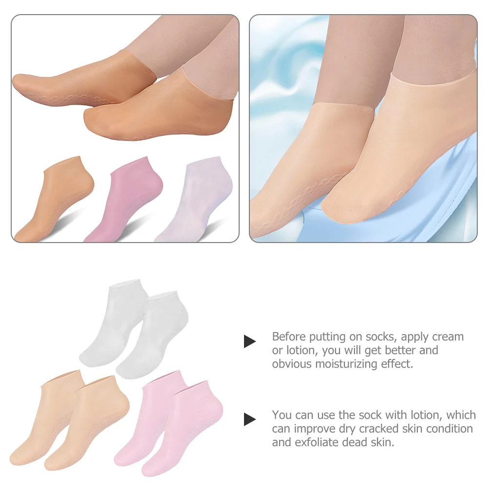 3 Pairs Moisturizing Socks for Cracked Feet Women Lotion Overnight Foot Care Spa Assorted Colors Skin Pink Transparent Elastic
3 Pairs Moisturizing Socks for Cracked Feet Women Lotion Overnight Foot Care Spa Assorted Colors Skin Pink Transparent Elastic