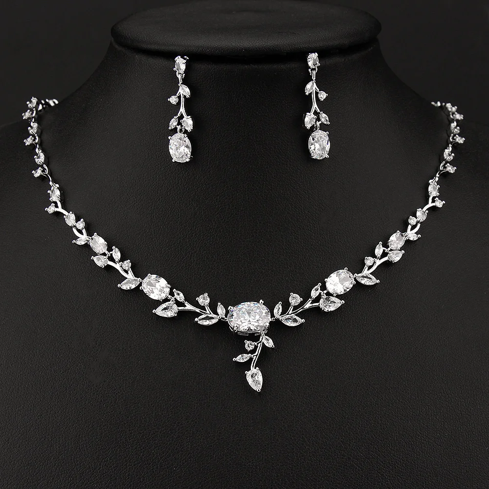 Trendy Elegant Lady Style Floral CZ Necklace Dangle Earring Set , Unique Personalized Bridal Jewelry For Wedding Formal Dress
Trendy Elegant Lady Style Floral CZ Necklace Dangle Earring Set , Unique Personalized Bridal Jewelry For Wedding Formal Dress