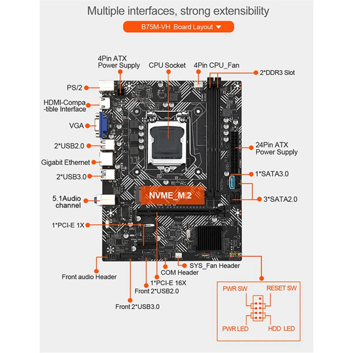 B75M-VH Настольная материнская плата с 1X DDR3 1600 МГц 8 ГБ ОЗУ LGA 1155 для процессора I3 I5 I7 USB 3.0 SATA 3.0 Поддержка до 16 ГБ
B75M-VH Настольная материнская плата с 1X DDR3 1600 МГц 8 ГБ ОЗУ LGA 1155 для процессора I3 I5 I7 USB 3.0 SATA 3.0 Поддержка до 16 ГБ