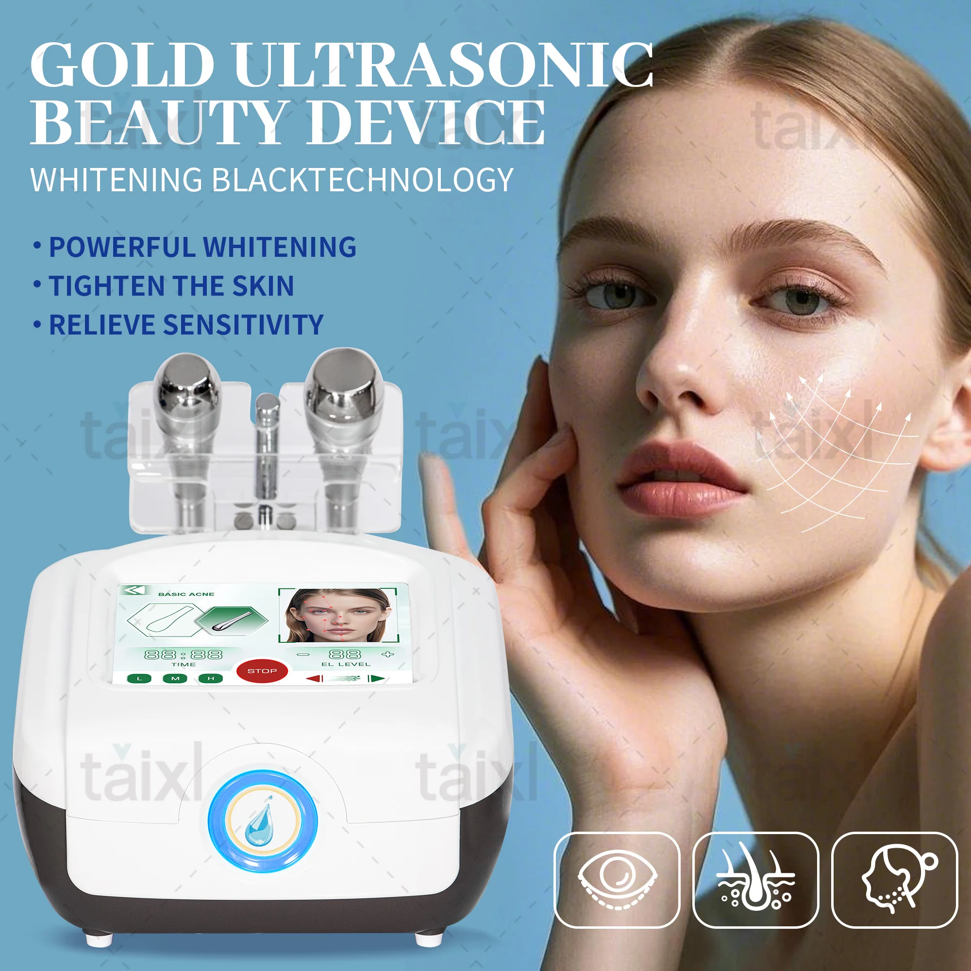 Ultrasonic guided beauty device with three frequency adjustable high-frequency electroporation beauty device for lifting, soften
Ultrasonic guided beauty device with three frequency adjustable high-frequency electroporation beauty device for lifting, soften