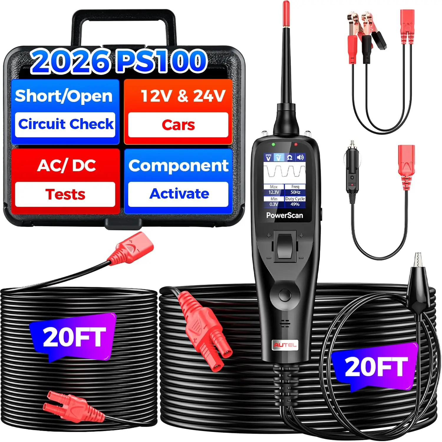 2026 Automotive Electrical Circuit Tester with 40FT Cable, Short Circuit Finder for 12-24V Vehicles
2026 Automotive Electrical Circuit Tester with 40FT Cable, Short Circuit Finder for 12-24V Vehicles