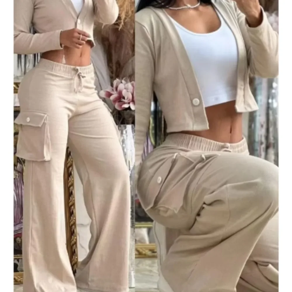 Fashion and Elegant Autumn Cardigan Long Sleeve Coats Drawstring Pants Two Piece Sets Womens Outifits 2024 Pocket Solid Suit
Fashion and Elegant Autumn Cardigan Long Sleeve Coats Drawstring Pants Two Piece Sets Womens Outifits 2024 Pocket Solid Suit