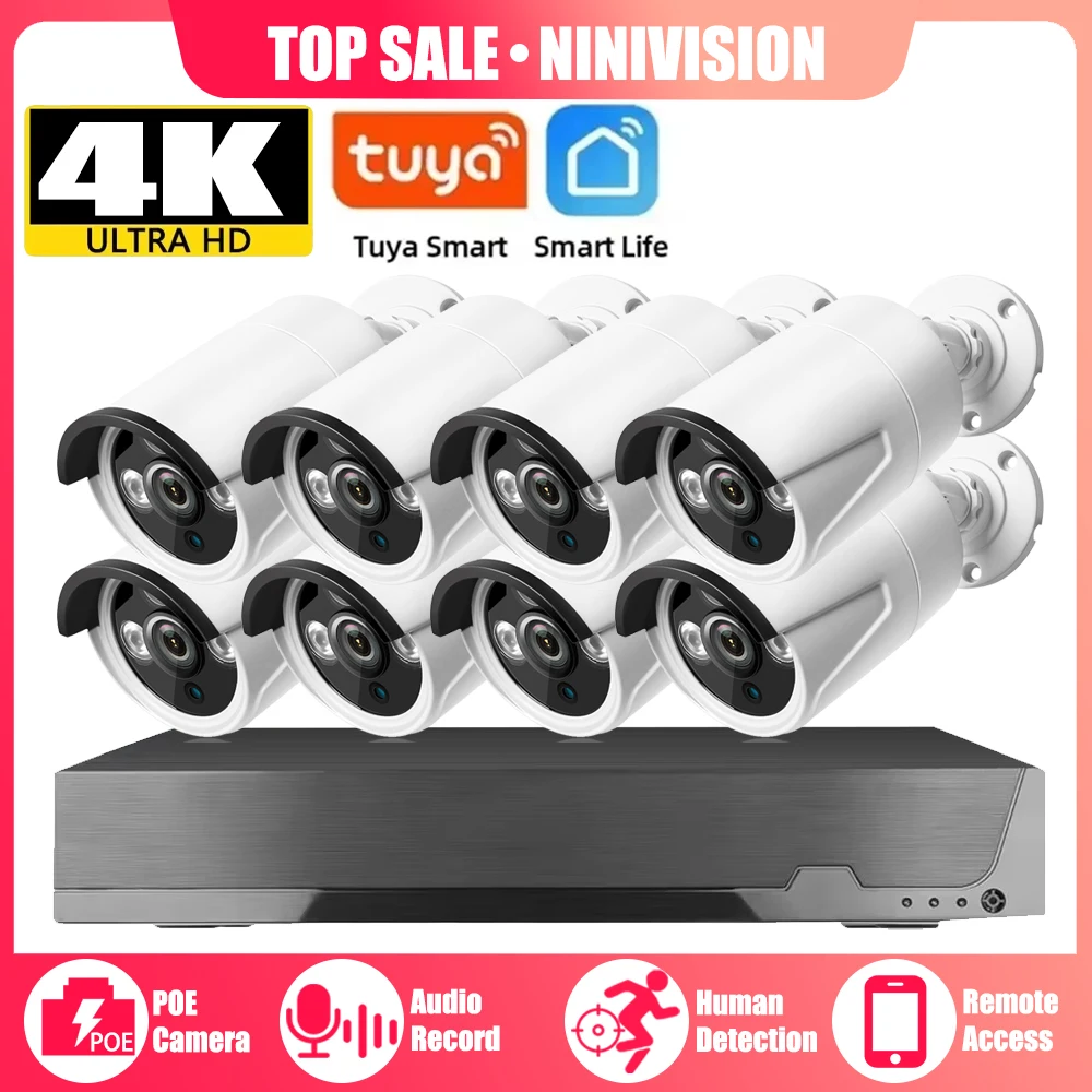 TUYA 4K POE NVR 8MP Ultra HD Система видеонаблюдения 8-канальная ИК-сетевая камера POE Встроенный микрофон IP67 Водонепроницаемый комплект видеонаблюдения
TUYA 4K POE NVR 8MP Ultra HD Система видеонаблюдения 8-канальная ИК-сетевая камера POE Встроенный микрофон IP67 Водонепроницаемый комплект видеонаблюдения