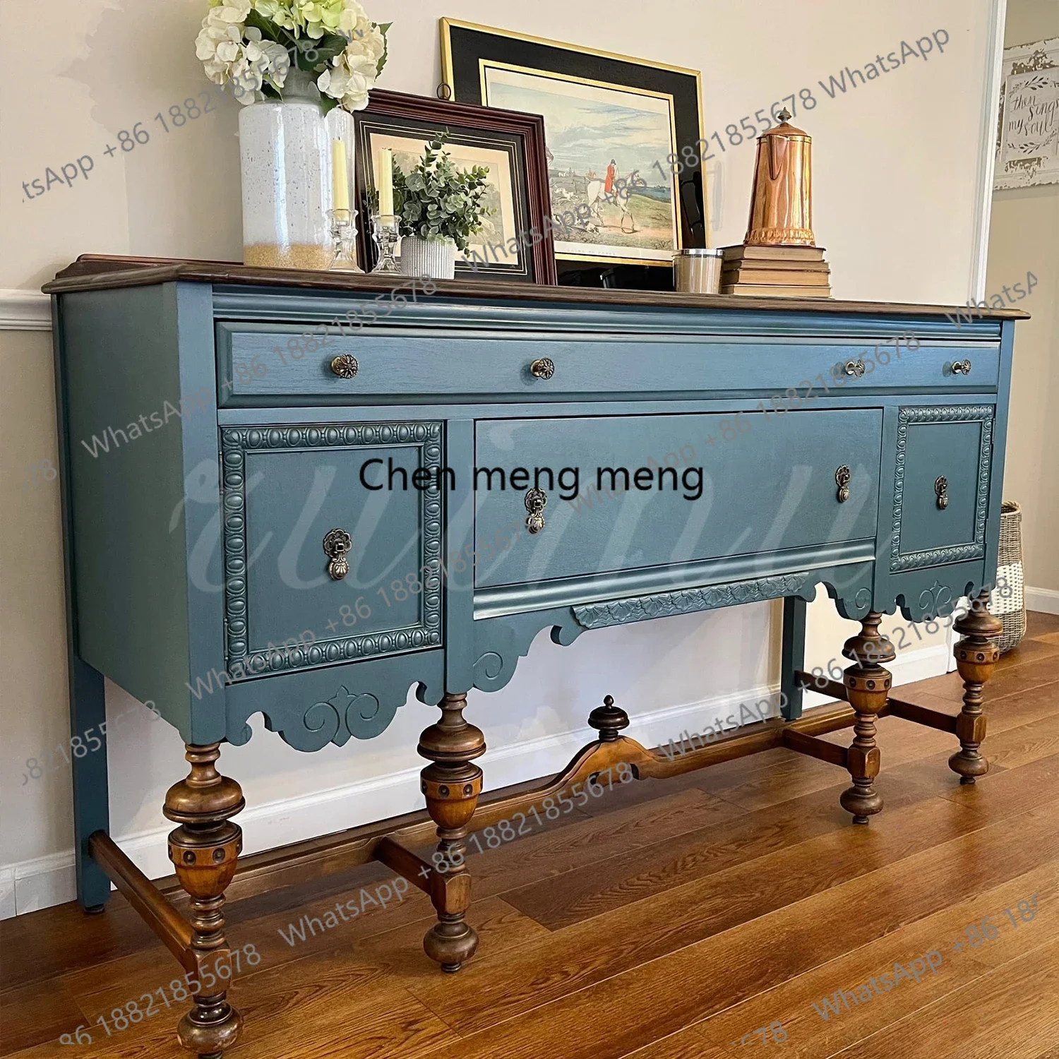 New arrive American carved solid wood dining side cabinet, living room decorative cabinet, French retro contrasting color storag
New arrive American carved solid wood dining side cabinet, living room decorative cabinet, French retro contrasting color storag