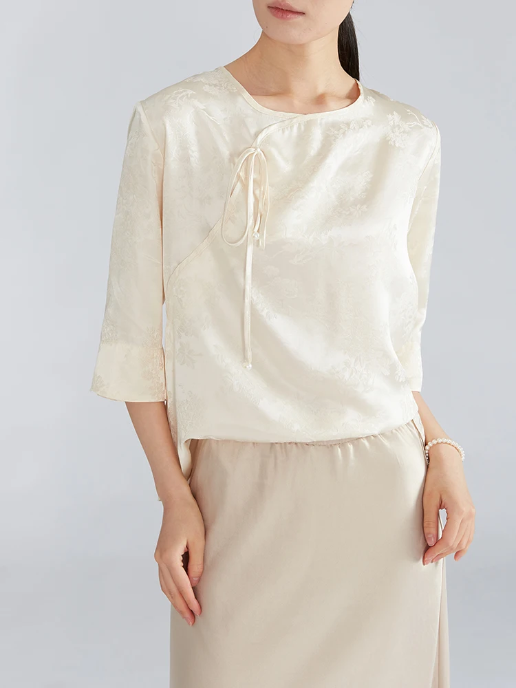 All-Match Satin Finish Women Shirts Solid Color Round Neck Blouses Mulberry Silk Loose Thin Elegant Ladies Tops
All-Match Satin Finish Women Shirts Solid Color Round Neck Blouses Mulberry Silk Loose Thin Elegant Ladies Tops