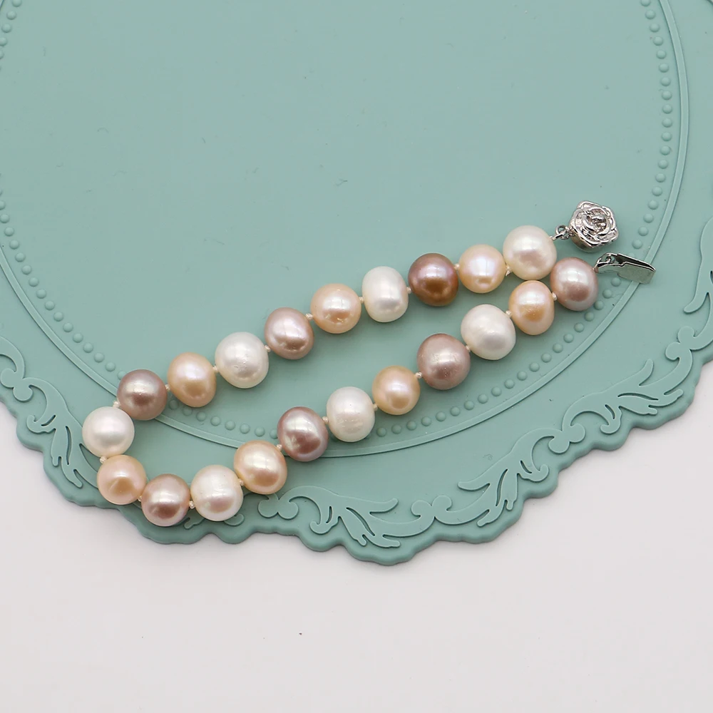 Colorful Irregular Natural Freshwater Pearl Beaded Bracelet 9-10mm Baroque Pearl With Flower Shape Clasp Design Bracelet Jewelry
Colorful Irregular Natural Freshwater Pearl Beaded Bracelet 9-10mm Baroque Pearl With Flower Shape Clasp Design Bracelet Jewelry
