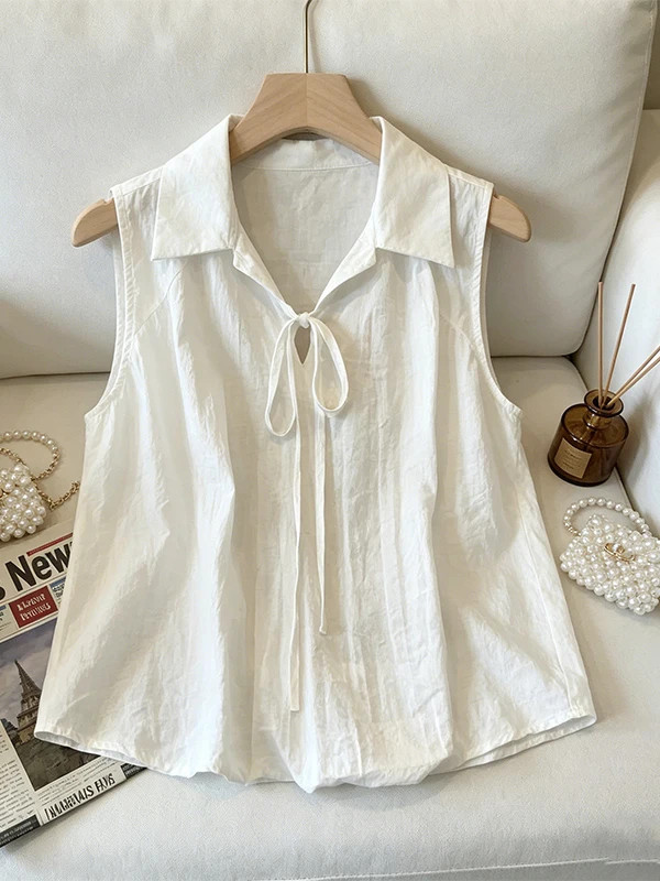 Summer New plus Size Neck Airy Tie-Detail Bloom Top Sleeveless Vest Top Breathable Polyester Fiber Korean Style Loose Fit
Summer New plus Size Neck Airy Tie-Detail Bloom Top Sleeveless Vest Top Breathable Polyester Fiber Korean Style Loose Fit