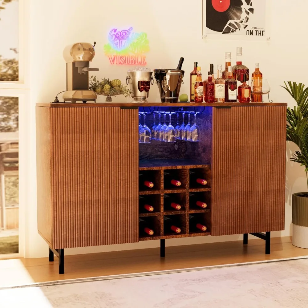 Fluted Wine Bar Cabinet with Power Outlets and LED Lights, Modern Coffee Bar Furniture for Home, Liquor Cabinet with Wine Rack,
Fluted Wine Bar Cabinet with Power Outlets and LED Lights, Modern Coffee Bar Furniture for Home, Liquor Cabinet with Wine Rack,