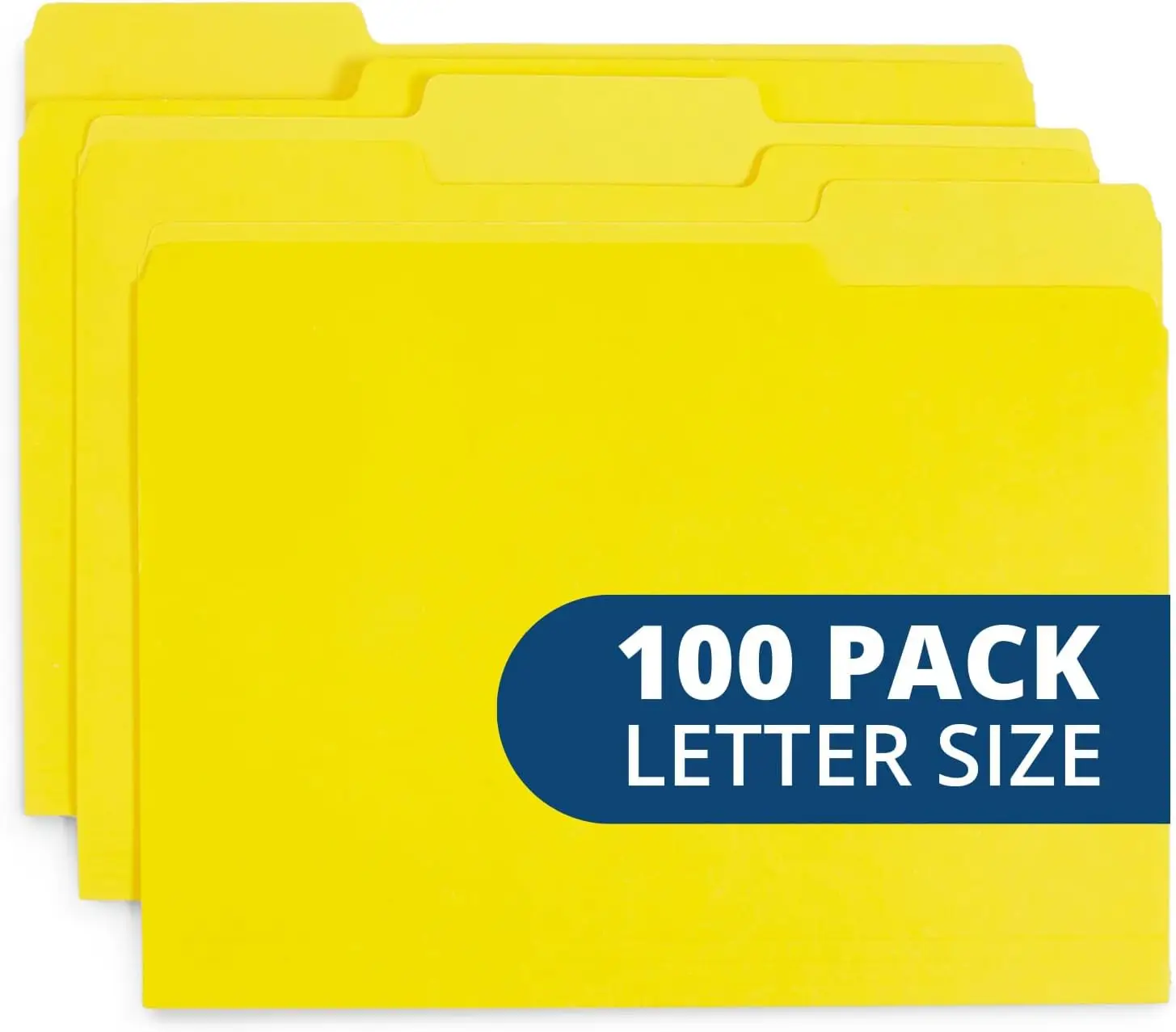 Yellow File Folders for Organizing Documents, 1/3 Cut Tab, Letter Size, 100 Pack
Yellow File Folders for Organizing Documents, 1/3 Cut Tab, Letter Size, 100 Pack