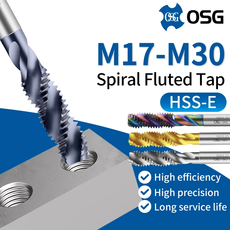 1PCS Japan OSG HSSE Metric M17-M30 Spiral Fluted Tap Machine Screw Thread Taps Without Coating/TIN/TC50/TICN For Blind Hole Tap
1PCS Japan OSG HSSE Metric M17-M30 Spiral Fluted Tap Machine Screw Thread Taps Without Coating/TIN/TC50/TICN For Blind Hole Tap