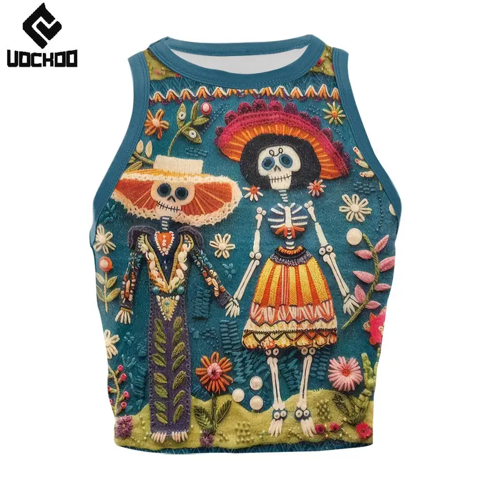 Day of The Dead Vest Halloween Skeleton Tank Women Sleeveless Tops Fancy 3D Printing Tees Skull Pattern Outfit Festival Wear 
Day of The Dead Vest Halloween Skeleton Tank Women Sleeveless Tops Fancy 3D Printing Tees Skull Pattern Outfit Festival Wear