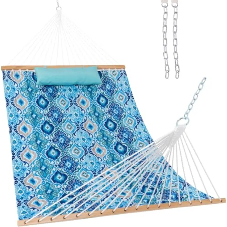 Outdoor double-person quilted fabric hammock with spreader bar for patio, garden, yard, pool, beach; soft pillow included; beig
Outdoor double-person quilted fabric hammock with spreader bar for patio, garden, yard, pool, beach; soft pillow included; beig