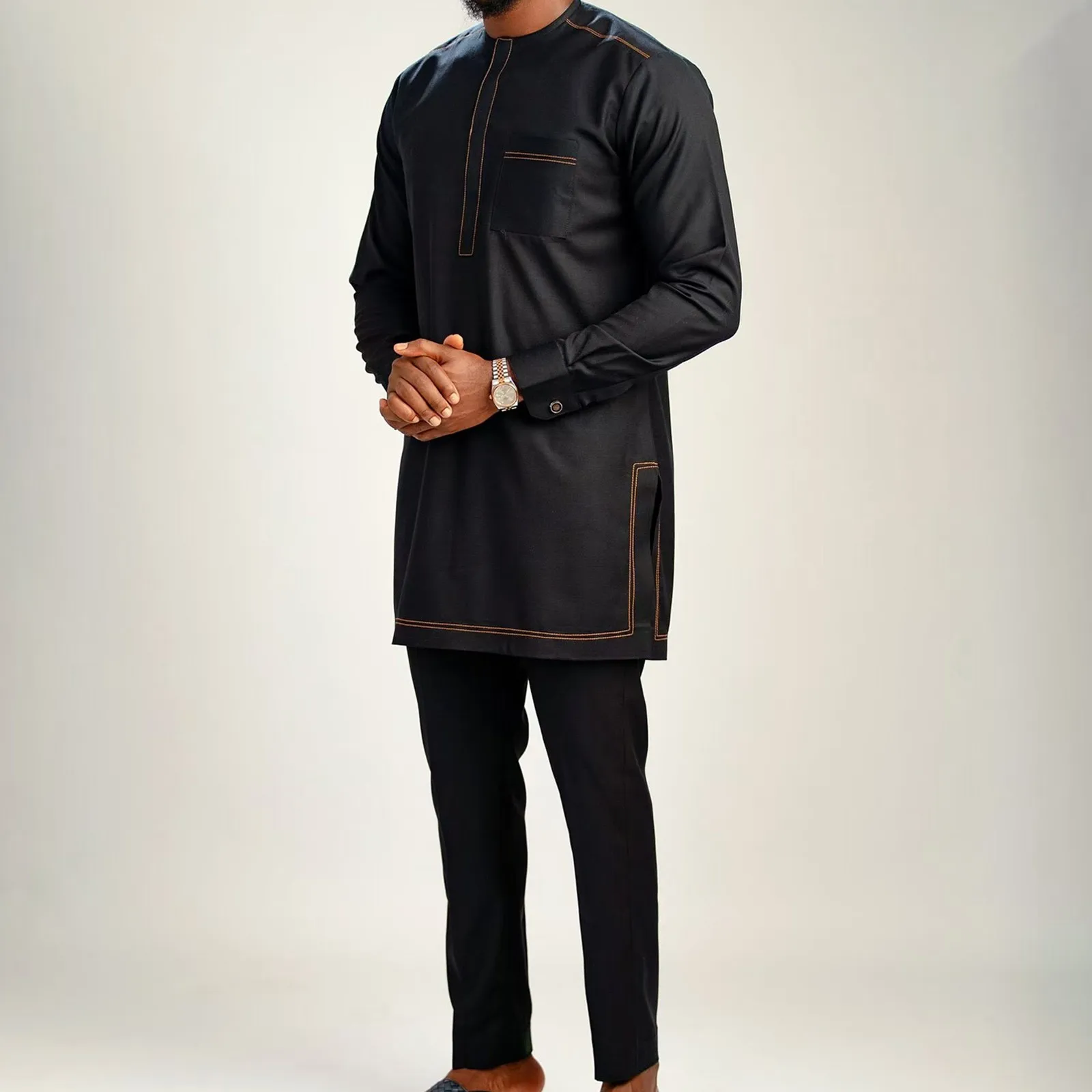 Simple Men's Muslim Suits Fashion Long Sleeve Embroidery Shirt Top And Trousers Suit Pakistani Dubai Outfits Islamic Clothes
Simple Men's Muslim Suits Fashion Long Sleeve Embroidery Shirt Top And Trousers Suit Pakistani Dubai Outfits Islamic Clothes