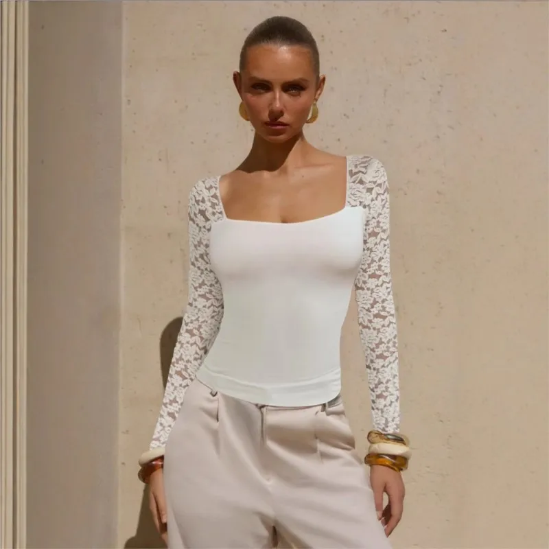 티셔츠 2025 Summer Women Fashion White Slimming T Shirts Blouse New Sexy U-Neck Lace Hollowing Slim Fit Long Sleeve Tops
티셔츠 2025 Summer Women Fashion White Slimming T Shirts Blouse New Sexy U-Neck Lace Hollowing Slim Fit Long Sleeve Tops