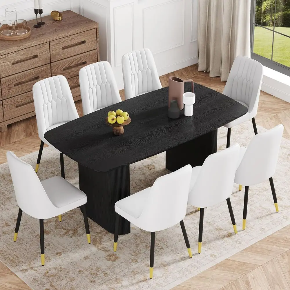 Oval 67 Black Dining Table Set with 8 Chairs, 3.5 Thick Wood-Grain Top, Matte Black Base
Oval 67 Black Dining Table Set with 8 Chairs, 3.5 Thick Wood-Grain Top, Matte Black Base