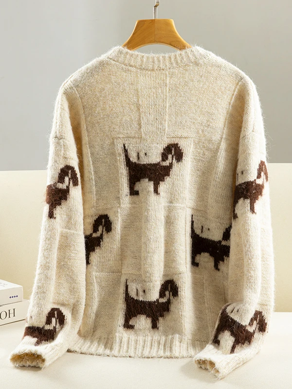 Осенне-зимнее вязаное пальто, круглый женский топ с рисунком собаки, повседневный дизайн, универсальная удобная теплая верхняя одежда
Осенне-зимнее вязаное пальто, круглый женский топ с рисунком собаки, повседневный дизайн, универсальная удобная теплая верхняя одежда