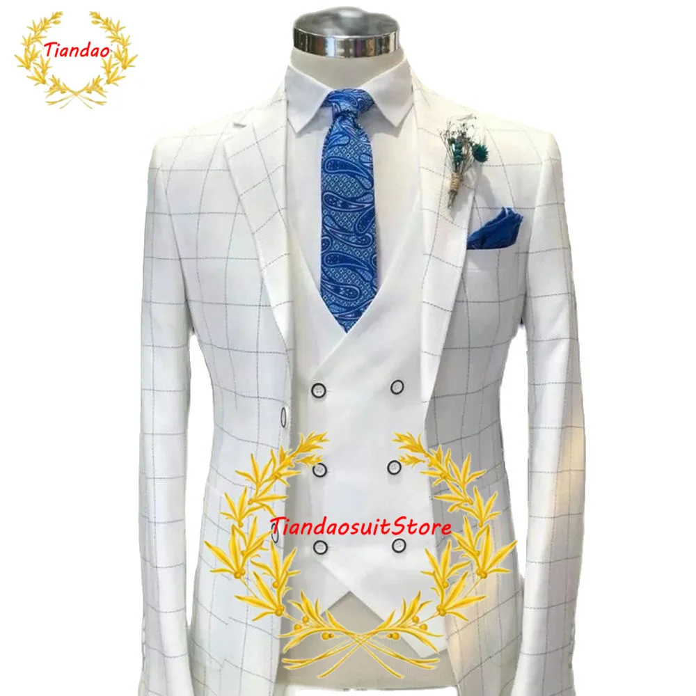 Men's Suit Plaid Jacket Pants Vest 3 Piece Formal Business Blazer Wedding Tuxedo Groom Ivory Dress
Men's Suit Plaid Jacket Pants Vest 3 Piece Formal Business Blazer Wedding Tuxedo Groom Ivory Dress