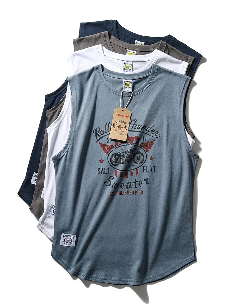 Summer New American Retro Sleeveless O-neck Motorcycle Printed T-shirt Men's Fashion 100% Cotton Washed Casual Sports Vest Tops
Summer New American Retro Sleeveless O-neck Motorcycle Printed T-shirt Men's Fashion 100% Cotton Washed Casual Sports Vest Tops