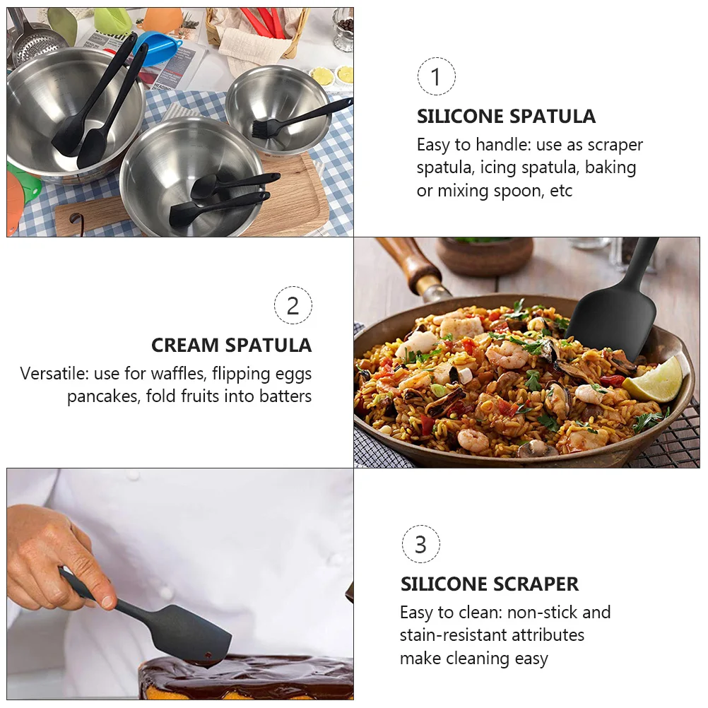 9 Piece Baking Tools Set Black Silicone Spatula Scraper Heat Resistant Kitchen Tool Cake Icing Non Stick Easy Clean Flexible
9 Piece Baking Tools Set Black Silicone Spatula Scraper Heat Resistant Kitchen Tool Cake Icing Non Stick Easy Clean Flexible