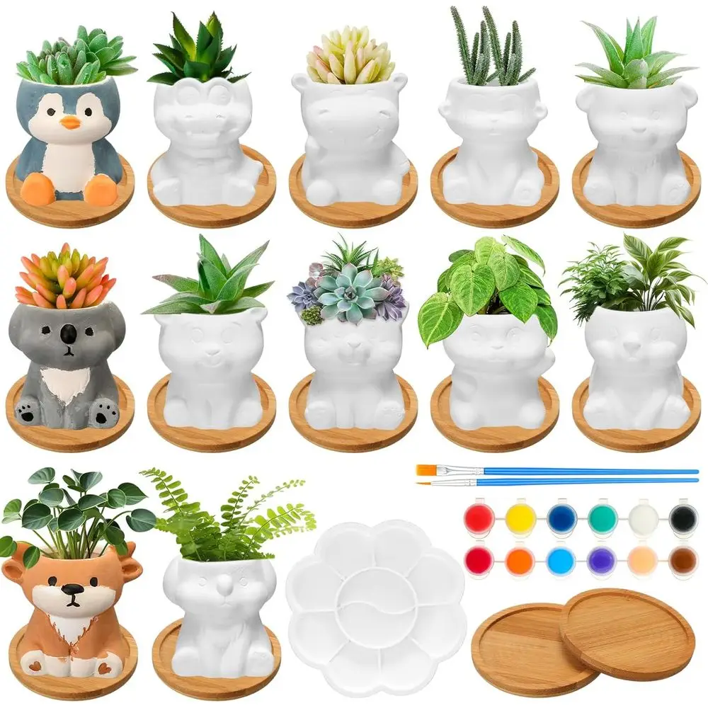 12 Sets Succulent Planters Paintable Plant Pots Small DIY Unpainted Pots with Drainage Hole Color Paints Paintbrushes Palettes
12 Sets Succulent Planters Paintable Plant Pots Small DIY Unpainted Pots with Drainage Hole Color Paints Paintbrushes Palettes
