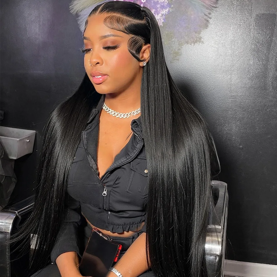 40 Inch Extra Long 250% Density Natural Black 13x4 HD Lace Frontal Bone Straight Silky Soft 13x6 Remy Human Hair Wig Pre Plucked Hairline Invisible Bleached Knots Wear and Go 5x5 Glueless Closure Bouncy Thick Full Ends
40 Inch Extra Long 250% Density Natural Black 13x4 HD Lace Frontal Bone Straight Silky Soft 13x6 Remy Human Hair Wig Pre Plucked Hairline Invisible Bleached Knots Wear and Go 5x5 Glueless Closure Bouncy Thick Full Ends