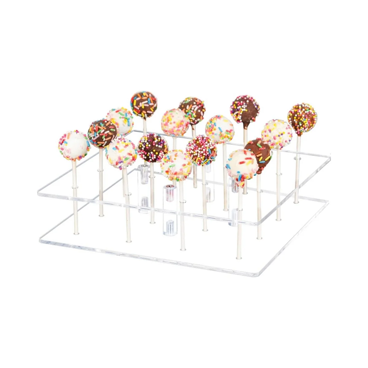 Acrylic Cake Display Stand, 16 Hole Clear Square Lollipop Holder for Weddings Baby Showers Birthday Anniversaries
Acrylic Cake Display Stand, 16 Hole Clear Square Lollipop Holder for Weddings Baby Showers Birthday Anniversaries