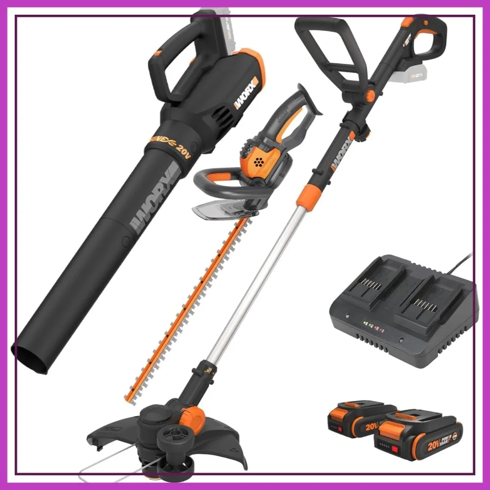 20V 12" Cordless String Trimmer, 360 CFM Leaf Blower & 22" Hedge Trimmer Combo, 2 Batteries & Charger Included
20V 12" Cordless String Trimmer, 360 CFM Leaf Blower & 22" Hedge Trimmer Combo, 2 Batteries & Charger Included