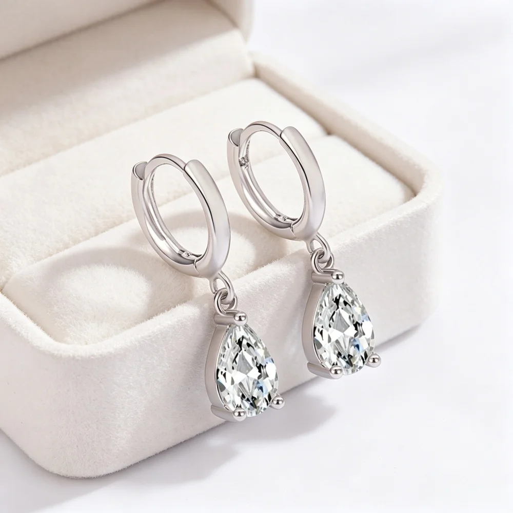 925 Sterling Silver Teardrop Hoop Earrings with Clear Cubic Zirconia Dangle Drop Earrings for Women Wedding Party Jewelry Gift
925 Sterling Silver Teardrop Hoop Earrings with Clear Cubic Zirconia Dangle Drop Earrings for Women Wedding Party Jewelry Gift