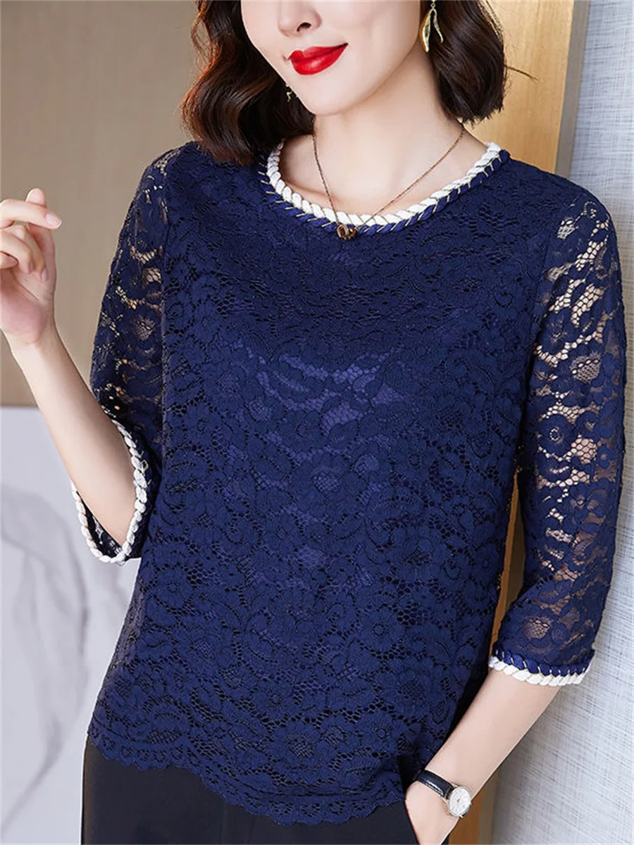 5XL Women Spring Summer Blouses Shirts Lady Fashion Casual Half Sleeve O-Neck Collar Sexy Lace Embroidery Blusas Tops TT2142
5XL Women Spring Summer Blouses Shirts Lady Fashion Casual Half Sleeve O-Neck Collar Sexy Lace Embroidery Blusas Tops TT2142