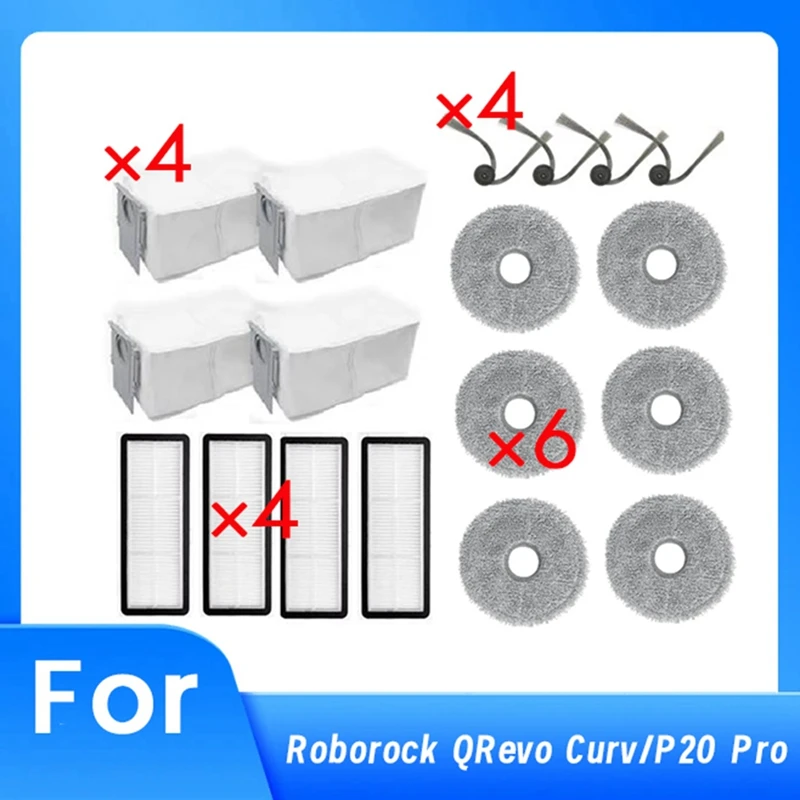 18 шт. для Roborock Qrevo Curv/P20 Pro, аксессуары для подметальных машин, боковая щетка, фильтр, тряпка, мешок для пыли, запасные части для чистки
18 шт. для Roborock Qrevo Curv/P20 Pro, аксессуары для подметальных машин, боковая щетка, фильтр, тряпка, мешок для пыли, запасные части для чистки