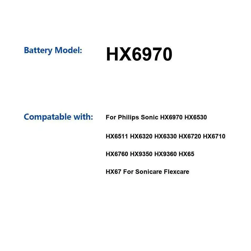 Аккумулятор 750 мАч для Philips Sonic HX6970 HX6530 HX6511 HX6320 HX6330 HX6720 HX6710 HX6760 HX9350 HX9360 HX65 HX67
Аккумулятор 750 мАч для Philips Sonic HX6970 HX6530 HX6511 HX6320 HX6330 HX6720 HX6710 HX6760 HX9350 HX9360 HX65 HX67
