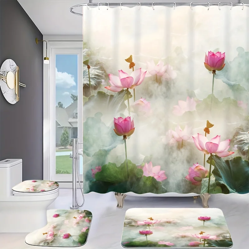 Набор занавесок для душа Lush Lotus с 12 бесплатными крючками: включает в себя водонепроницаемый занавес, нескользящий коврик для ванной, чехол на сиденье унитаза и ванная комната.
Набор занавесок для душа Lush Lotus с 12 бесплатными крючками: включает в себя водонепроницаемый занавес, нескользящий коврик для ванной, чехол на сиденье унитаза и ванная комната.