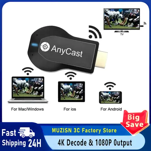 4K 1080P TV Stick compatibile HDMI M2 Plus Display WiFi wireless TV Dongle Ricevitore per DLNA Airplay Miracast per AnyCast per IOS