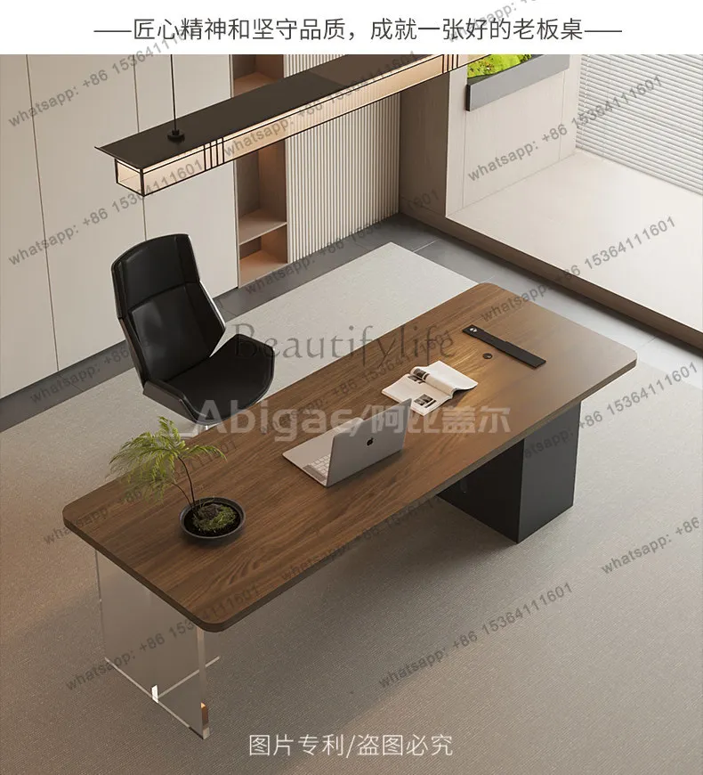 Light luxury high-end solid wood desk minimalist home designer creative big board boss table
Light luxury high-end solid wood desk minimalist home designer creative big board boss table