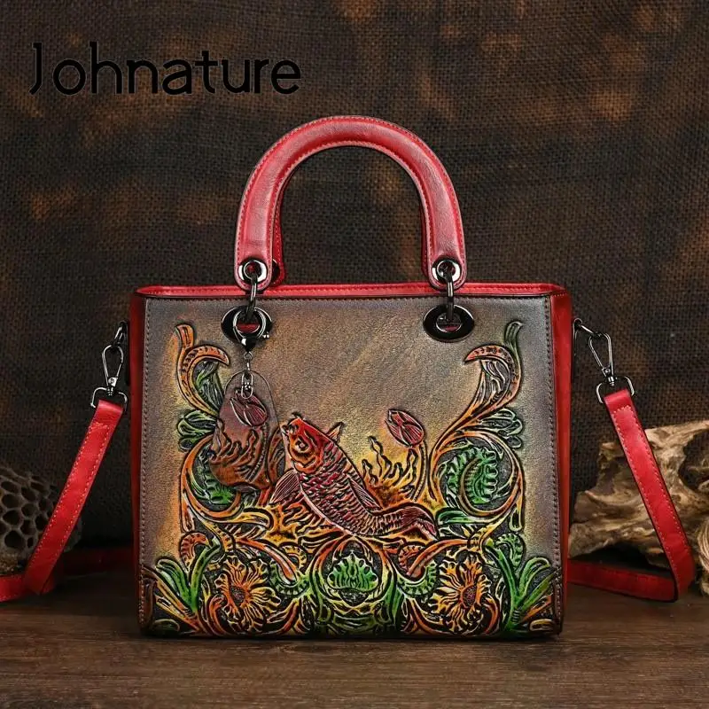 Johnature 2024 New Retro Embossed Handbag Women Leather Bag Chinese Style Versatile Handmade Large Capacity Shoulder Bags
Johnature 2024 New Retro Embossed Handbag Women Leather Bag Chinese Style Versatile Handmade Large Capacity Shoulder Bags
