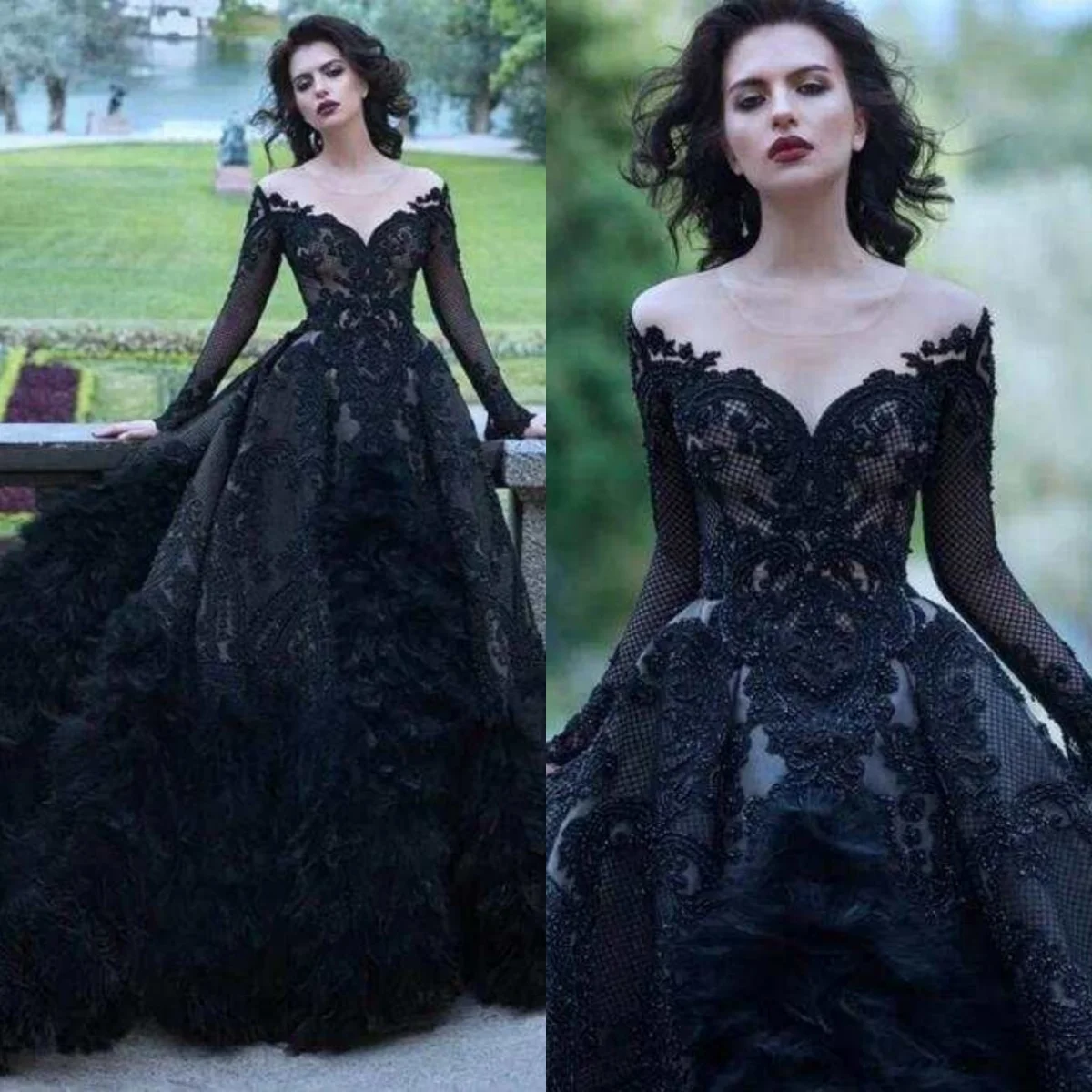 Luxury A Line Wedding Dress Feather Appliques Beaded O Neck Long Sleeve Bride Gown Sequie Sweep Train Bridal Dresses Custom Made
Luxury A Line Wedding Dress Feather Appliques Beaded O Neck Long Sleeve Bride Gown Sequie Sweep Train Bridal Dresses Custom Made
