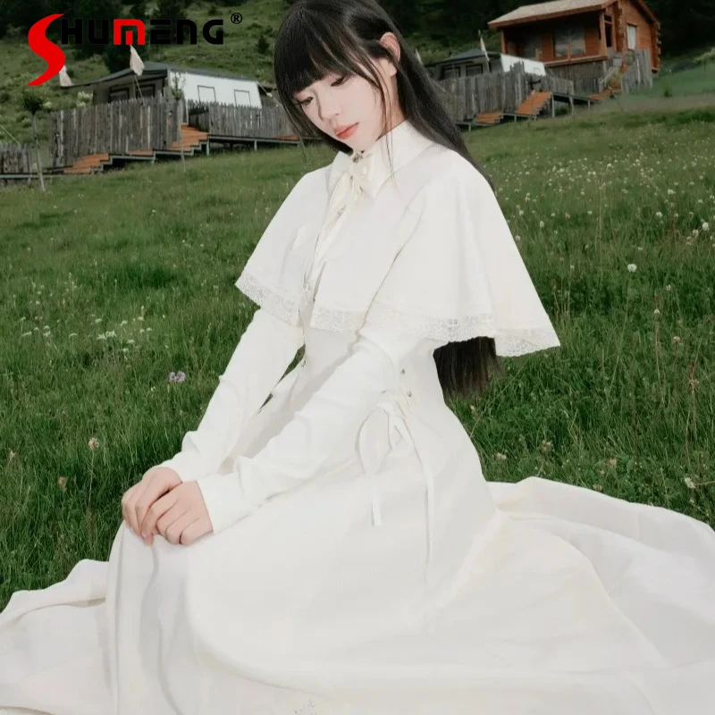 Kawaii Clothes French Long-sleeves Cape Dresses Vintage Autumn New Elegant Waist-Cinching Lace Long Dress High-waisted Vestidos
Kawaii Clothes French Long-sleeves Cape Dresses Vintage Autumn New Elegant Waist-Cinching Lace Long Dress High-waisted Vestidos