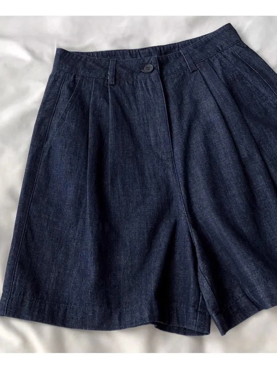 Women High Waisted Retro Denim Shorts Summer Large Size Versatile Pleated A-line Wide Leg Hot Pant Simple Solid Beach Jean Short
Women High Waisted Retro Denim Shorts Summer Large Size Versatile Pleated A-line Wide Leg Hot Pant Simple Solid Beach Jean Short