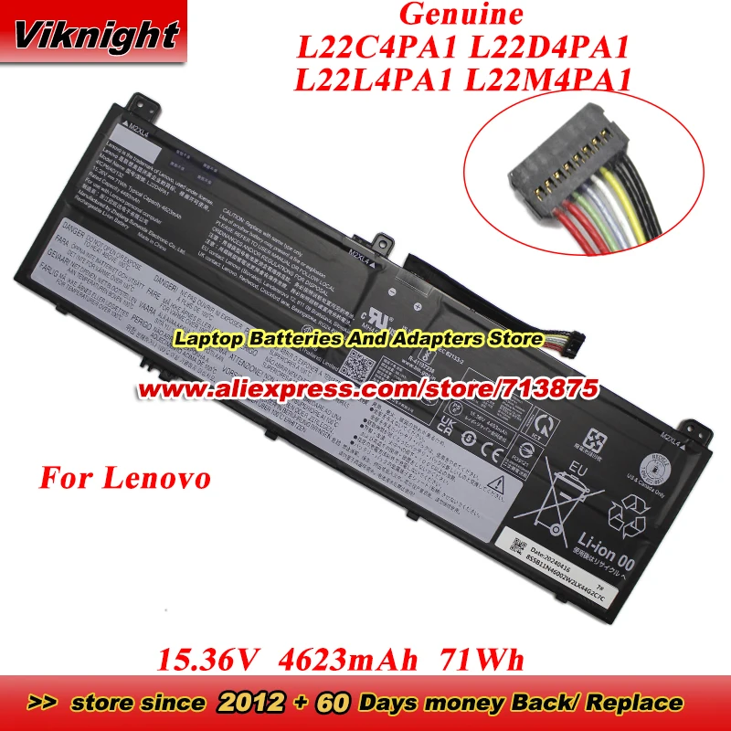 Genuine L22C4PA1 L22D4PA1 L22L4PA1 L22M4PA1 Battery 15.36V 4623mAh 71Wh For Lenovo Yoga 7 14ARP8 14IRL8 16ARP8 16IRL8 laptop
Genuine L22C4PA1 L22D4PA1 L22L4PA1 L22M4PA1 Battery 15.36V 4623mAh 71Wh For Lenovo Yoga 7 14ARP8 14IRL8 16ARP8 16IRL8 laptop