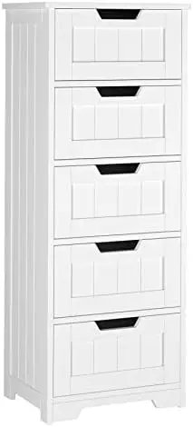 Bathroom Floor Cabinet with 5 Drawer Dresser, with Avoid-Tipping Device, White, Freestanding Side Tall Storage Cabinet Narrow Dr
Bathroom Floor Cabinet with 5 Drawer Dresser, with Avoid-Tipping Device, White, Freestanding Side Tall Storage Cabinet Narrow Dr