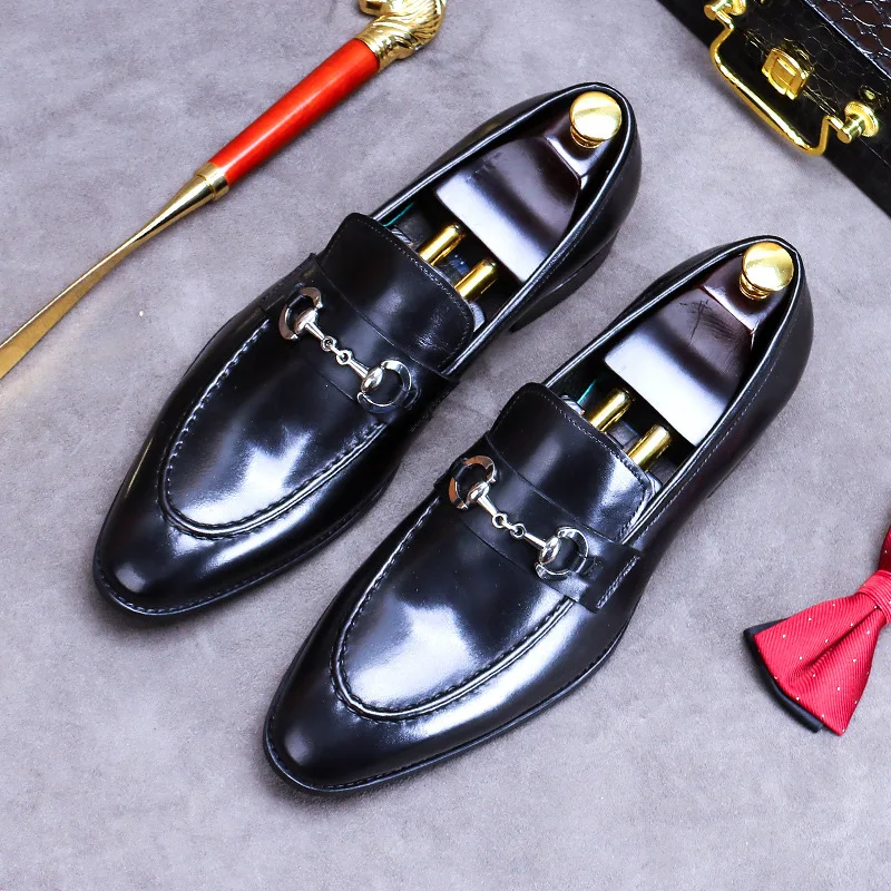 Plus Size 38-46 Black Mens Loafers Casual Business Shoes With Metal Decorated Genuine Leather Wedding Dress Shoes
Plus Size 38-46 Black Mens Loafers Casual Business Shoes With Metal Decorated Genuine Leather Wedding Dress Shoes