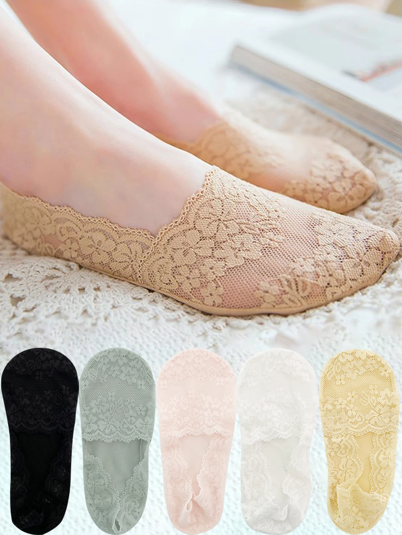 5 Pairs Socks Women's Lace Flower No Show Invisible Ankle Socks Soft Anti-Slip Transparent Short Low Cut Boat Sock
5 Pairs Socks Women's Lace Flower No Show Invisible Ankle Socks Soft Anti-Slip Transparent Short Low Cut Boat Sock