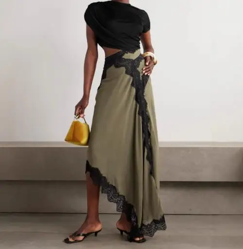Womens Dresses 2025 Spring Summer New Solid Color Hollow Waist Irregular Lace Splicing Round Neck Short Sleeve Casual Dress
Womens Dresses 2025 Spring Summer New Solid Color Hollow Waist Irregular Lace Splicing Round Neck Short Sleeve Casual Dress