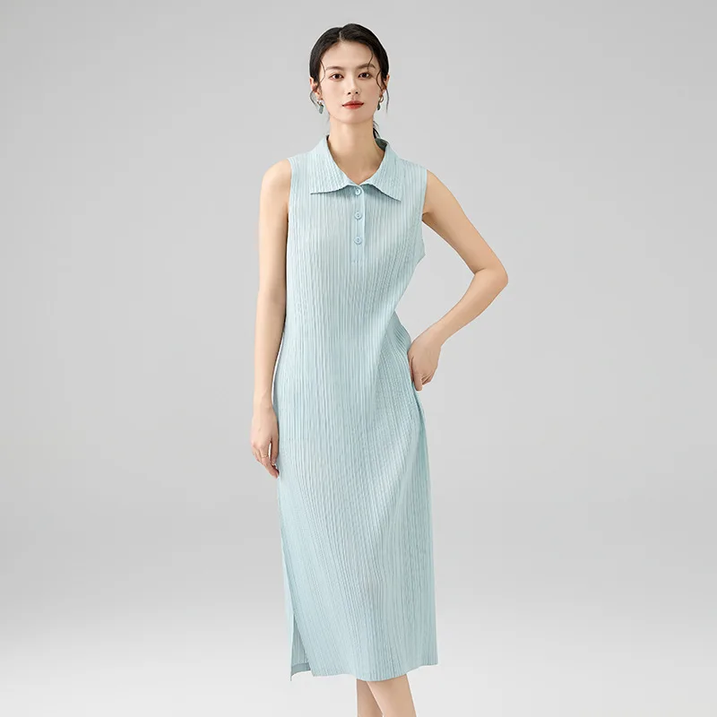 Miyake Pleated Solid Color Long Dress 2025 Summer New Senior Sense of Temperament Sleeveless Lapel Hundred Slim Thin Dresses
Miyake Pleated Solid Color Long Dress 2025 Summer New Senior Sense of Temperament Sleeveless Lapel Hundred Slim Thin Dresses