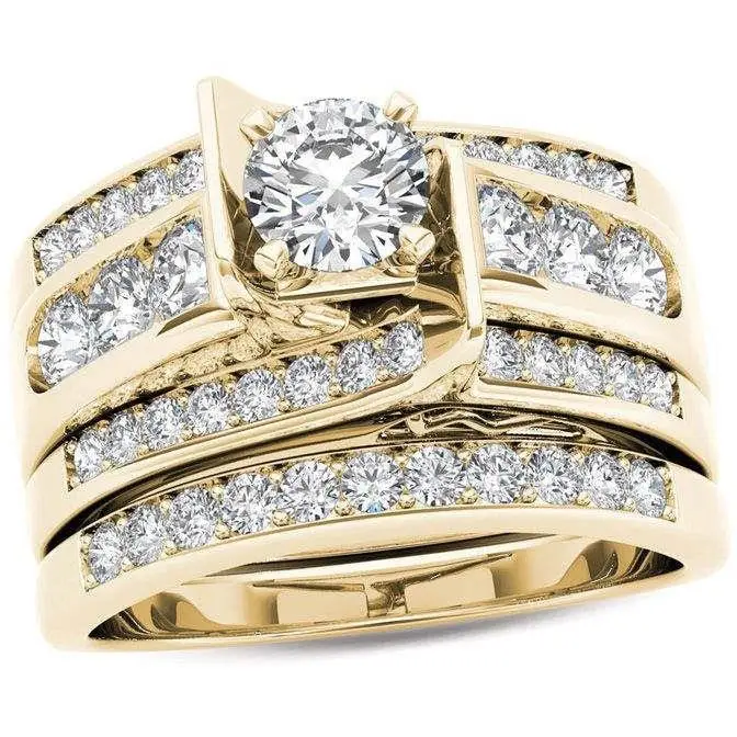 Faionable Exaggerated Wedding Ring for Women Set with Zirconium Dots Water Diamo Sli Elegance Alloy Gold Plated Ring
Faionable Exaggerated Wedding Ring for Women Set with Zirconium Dots Water Diamo Sli Elegance Alloy Gold Plated Ring